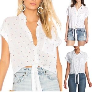 Rails Amelie Stars Tie Front Crop Top Shirt Red White Blue 4rth of July style